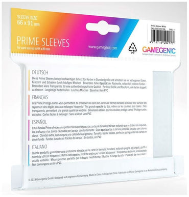 Gamegenic Prime Card Sleeves White (66mm x 91mm) (100 Sleeves Per Pack)