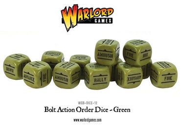 Bolt Action Orders Dice Green (12)