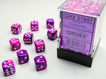 Chessex 12mm D6 Dice Block Festive Violet/White