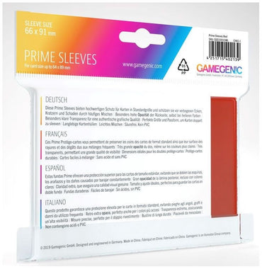 Gamegenic Prime Card Sleeves Red (66mm x 91mm) (100 Sleeves Per Pack)