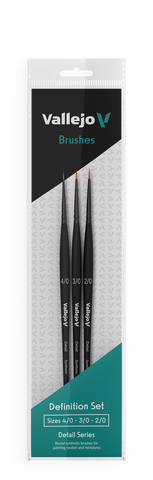 Vallejo Brushes - Definition Set - Synthetic fibers (Sizes 4/0; 3/0 & 2/0)