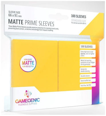 Gamegenic Matt Prime Card Sleeves Yellow (66mm x 91mm) (100 Sleeves Per Pack)
