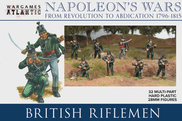 British Riflemen - 32x 28mm Napoleonic Era Warriors - Wargames Atlanic