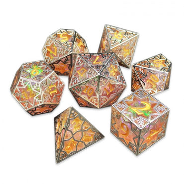 Sharp 7 Dice Set - Gilded Tesseract: Orange