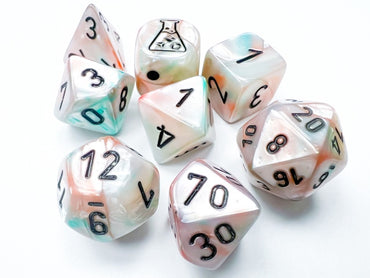 Chessex Lab Dice Lustrous Sea Shell/black Luminary Polyhedral 7-Dice Set