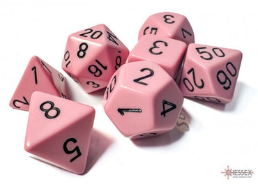 Chessex Polyhedral 7-Die Set Opaque Pastel Pink/black