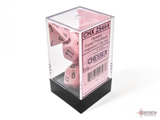 Chessex Polyhedral 7-Die Set Opaque Pastel Pink/black