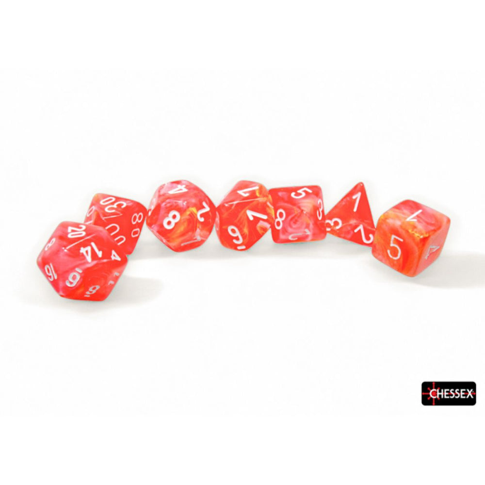 CHX 27553 Festive Dahlia/white Luminary Polyhedral 7-Dice Set