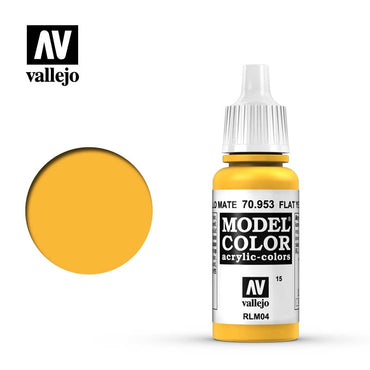 Vallejo Model Color: #027 - Flat Yellow - 18 ml Matt Acrylic Paint