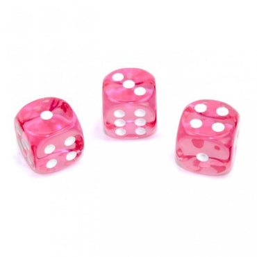 Chessex 16mm D6 Dice Block Translucent Pink/White