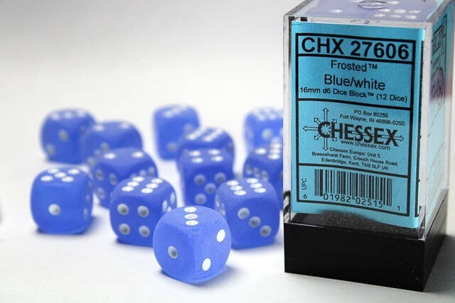 Chessex 16mm D6 Dice Block Frosted Blue/White