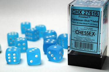 Chessex 16mm D6 Dice Block Frosted Caribbean Blue/White