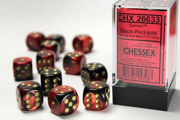 Chessex 16mm D6 Dice Block Gemini Black-Red/Gold