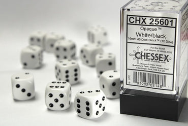 Chessex 16mm D6 Dice Block Opaque White/Black