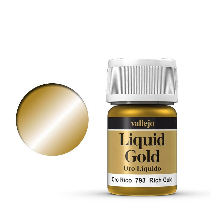 Vallejo Liquid Gold: Rich Gold - 35 ml Alcohol-based Metallic Paint
