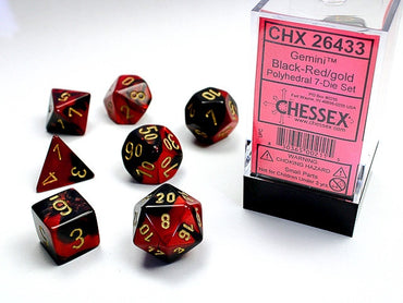 Chessex Polyhedral 7-Die Set Gemini Black-Red/Gold