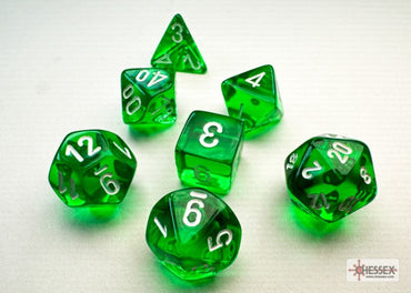 Chessex Translucent Mini-hedral Green/white 7-Die Set