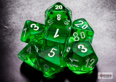 Chessex Translucent Mini-hedral Green/white 7-Die Set