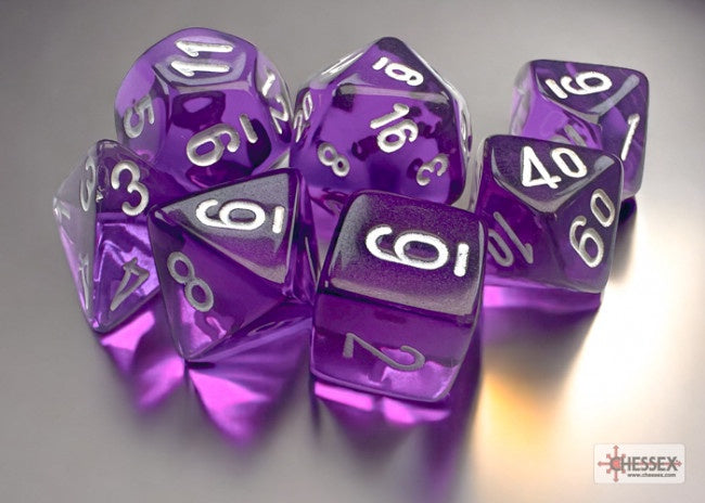 Chessex Translucent Mini-hedral Purple/white 7-Die Set