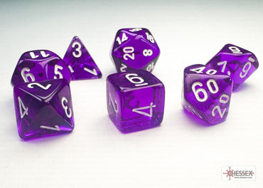 Chessex Translucent Mini-hedral Purple/white 7-Die Set