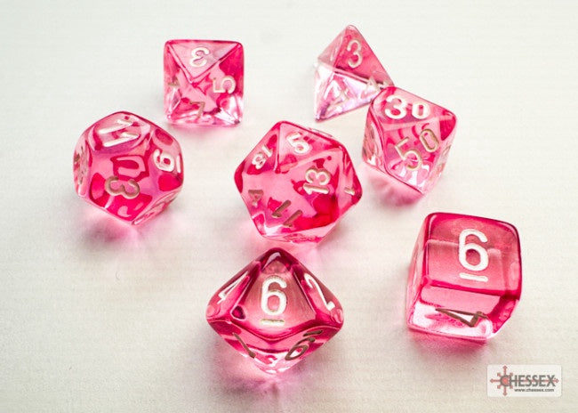 Chessex Translucent Mini-hedral Pink/white 7-Die Set