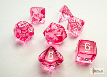 Chessex Translucent Mini-hedral Pink/white 7-Die Set