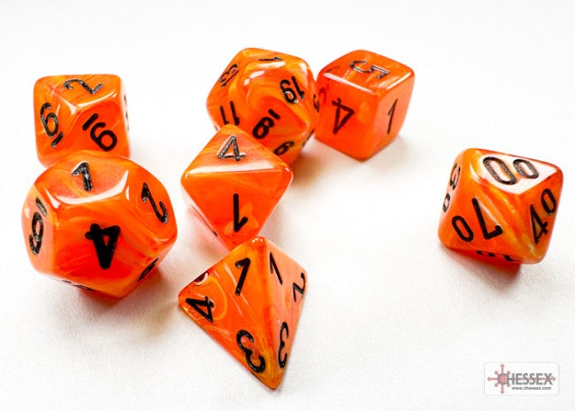 Chessex Vortex Mini-hedral Orange/black 7-Die Set