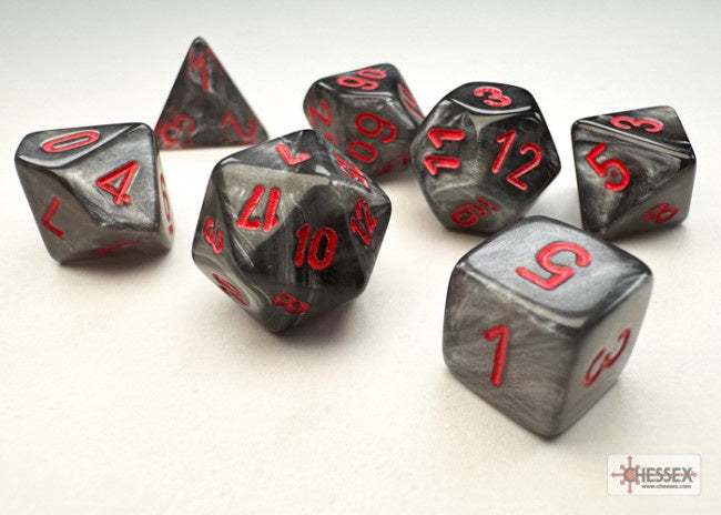 Chessex Velvet Mini-hedral Black/red 7-Die Set
