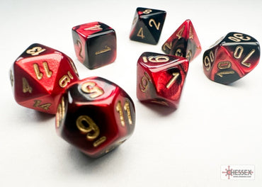Chessex Gemini Mini-hedral Black-Red/gold 7-Die Set