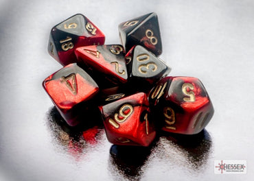 Chessex Gemini Mini-hedral Black-Red/gold 7-Die Set