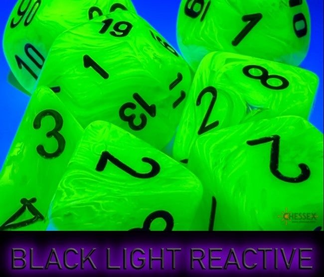 Chessex Vortex Mega-hedral Bright Green/black 7-Die Set