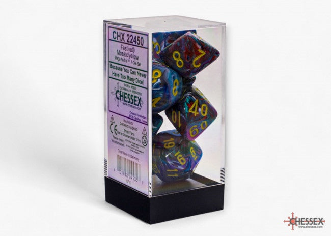 Chessex Festive Mega-hedral 7-Die Set Mosaic/yellow