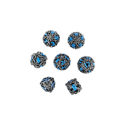 LPG Dice RPG Set Hollow Vines - Stainless and Blue