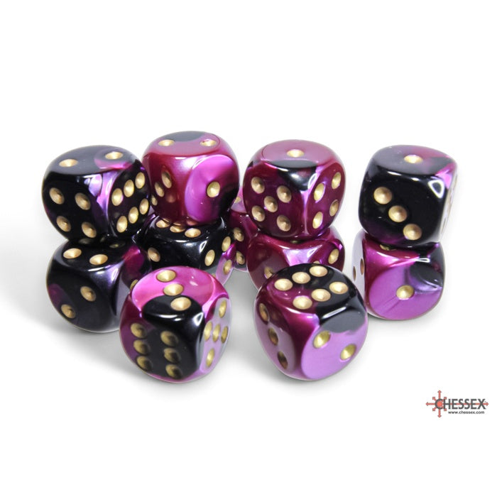 Chessex 16mm D6 Dice Block Gemini Black-Purple/Gold