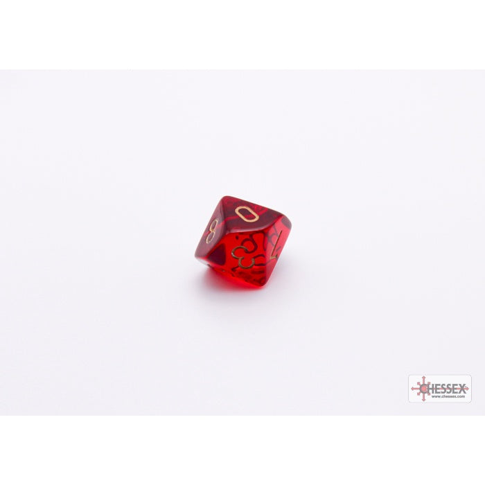 CHX 30058 Translucent Crimson/gold Polyhedral 7-Dice Set (with bonus die)