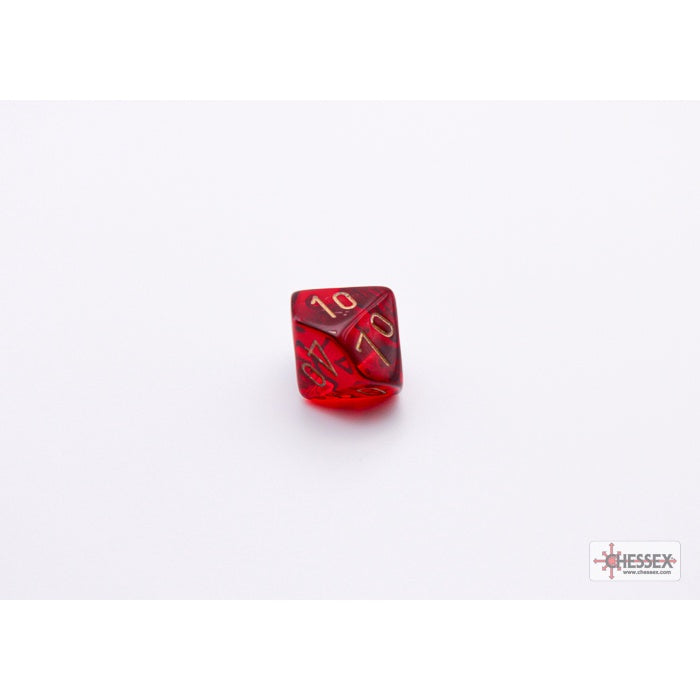 CHX 30058 Translucent Crimson/gold Polyhedral 7-Dice Set (with bonus die)