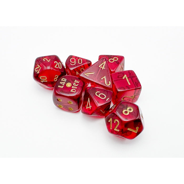 CHX 30058 Translucent Crimson/gold Polyhedral 7-Dice Set (with bonus die)