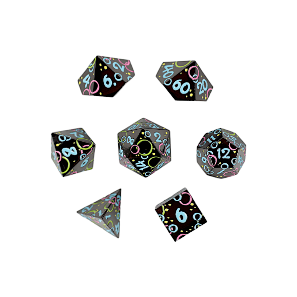 LPG Dice RPG Set Inscripted Bubbles Neon