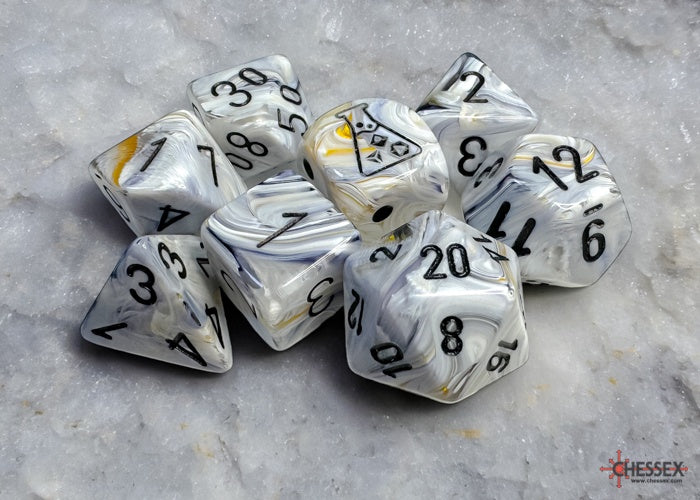 Chessex - Marble Calcite/blue Polyhedral 7-Dice Set (with bonus die) - CHX 30067