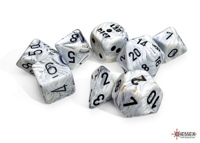 Chessex - Marble Calcite/blue Polyhedral 7-Dice Set (with bonus die) - CHX 30067