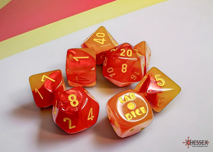 Chessex Gemini Gellow-Red/yellow Polyhedral Luminary 7-Dice Set (with bonus die) CHX 30051