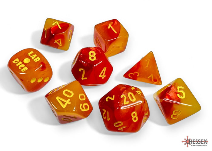 Chessex Gemini Gellow-Red/yellow Polyhedral Luminary 7-Dice Set (with bonus die) CHX 30051