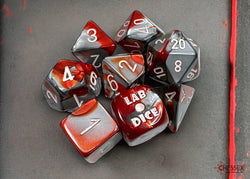 Chessex Gemini Red-Steel/white Polyhedral 7-Dice Set (with bonus die) - CHX 30066