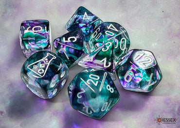 Chessex Nebula Fluorite/white Polyhedral 7-Dice Set (with bonus die) - CHX 30068