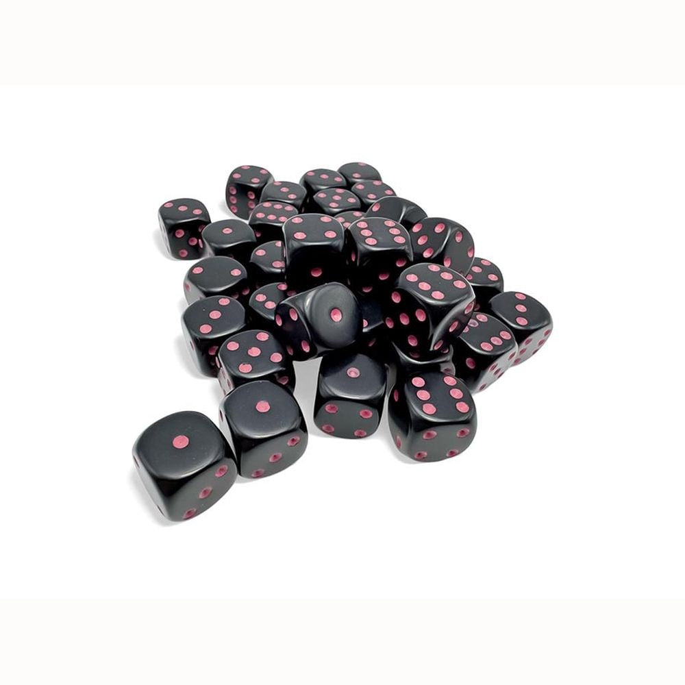 CHX 25848 Opaque 12mm d6 Black/pink Dice Block (36 dice)