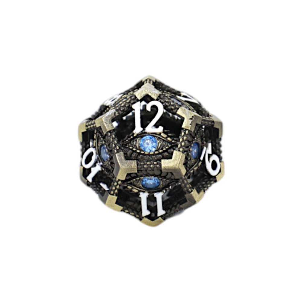 LPG Dice Scaled Eye Dice Set Tarnished Gold/Blue