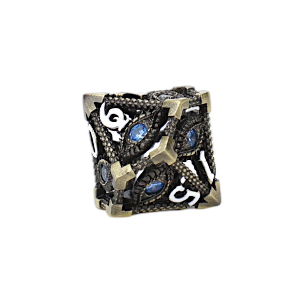 LPG Dice Scaled Eye Dice Set Tarnished Gold/Blue