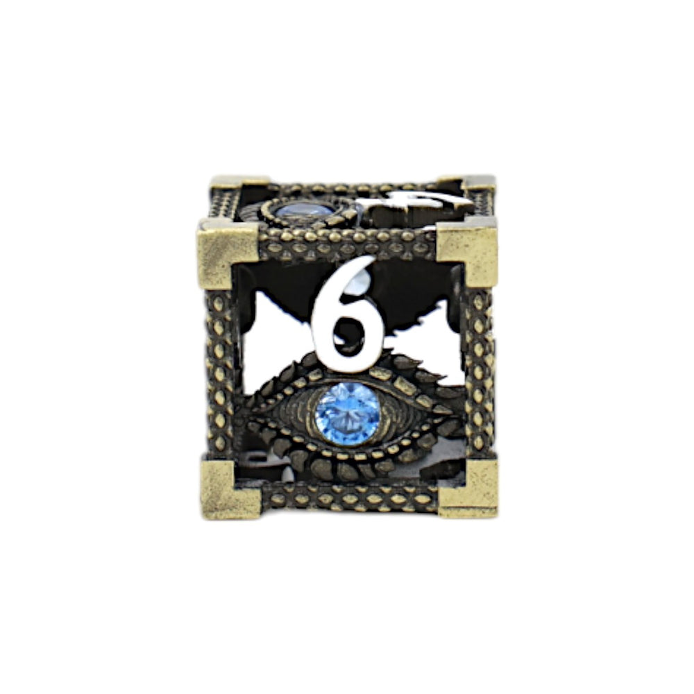 LPG Dice Scaled Eye Dice Set Tarnished Gold/Blue