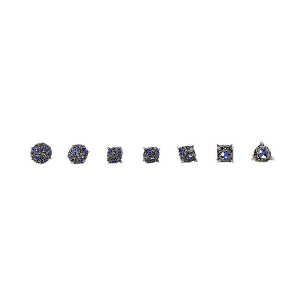 LPG Dice Xeno Hollow Dice Set Steel/Blue