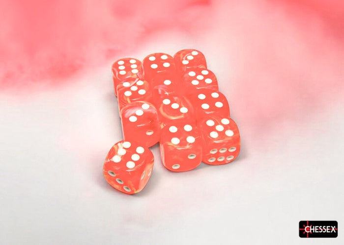 CHX 27753 Festive Dahlia/white 16mm d6 Dice Block (12 dice)